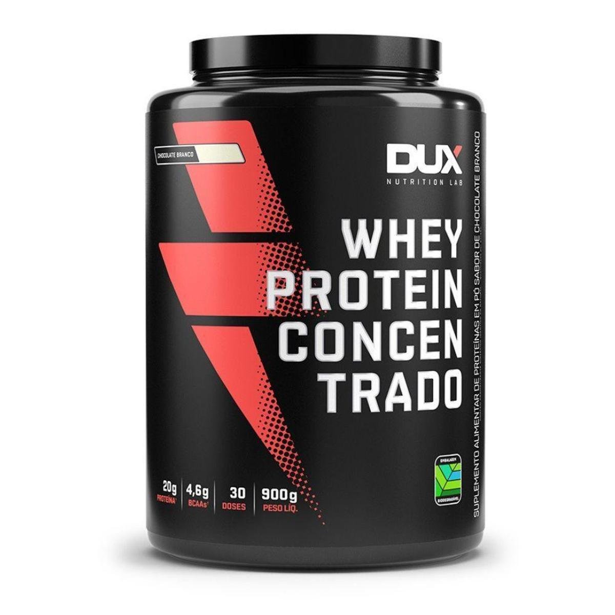 Whey Protein Proteina Concentrado 900g Chocolate Branco Dux Menor preço em Whey Protein Proteina Concentrado 900g Chocolate Branco Dux