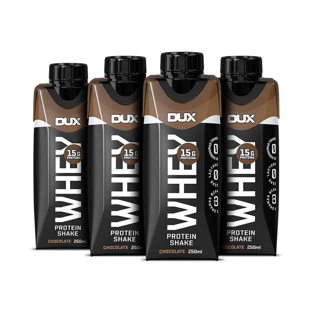 Whey Protein Shake Dux Nutrition Bebida Láctea UHT 250ML - Pack c/ 4 unidades