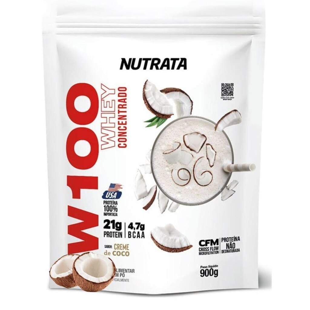 Whey Protein W100 Nutrata 900g Refil Rende 30 Doses