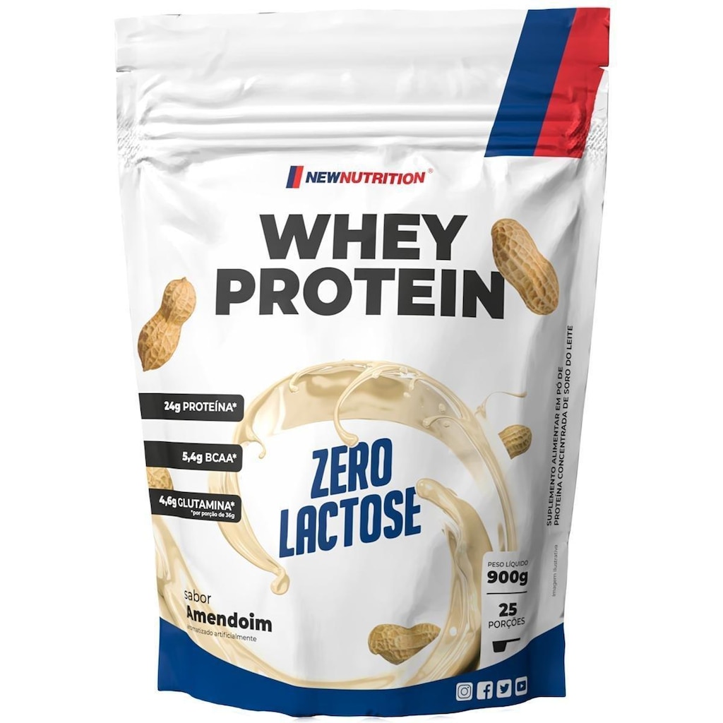 Whey Protein Zero Lactose 900g Amendoim NewNutrition