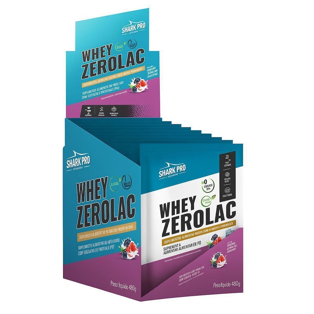 Whey Zerolac - 10 Sachês 40g Iogurte de Frutas Vermelhas - Shark Pro