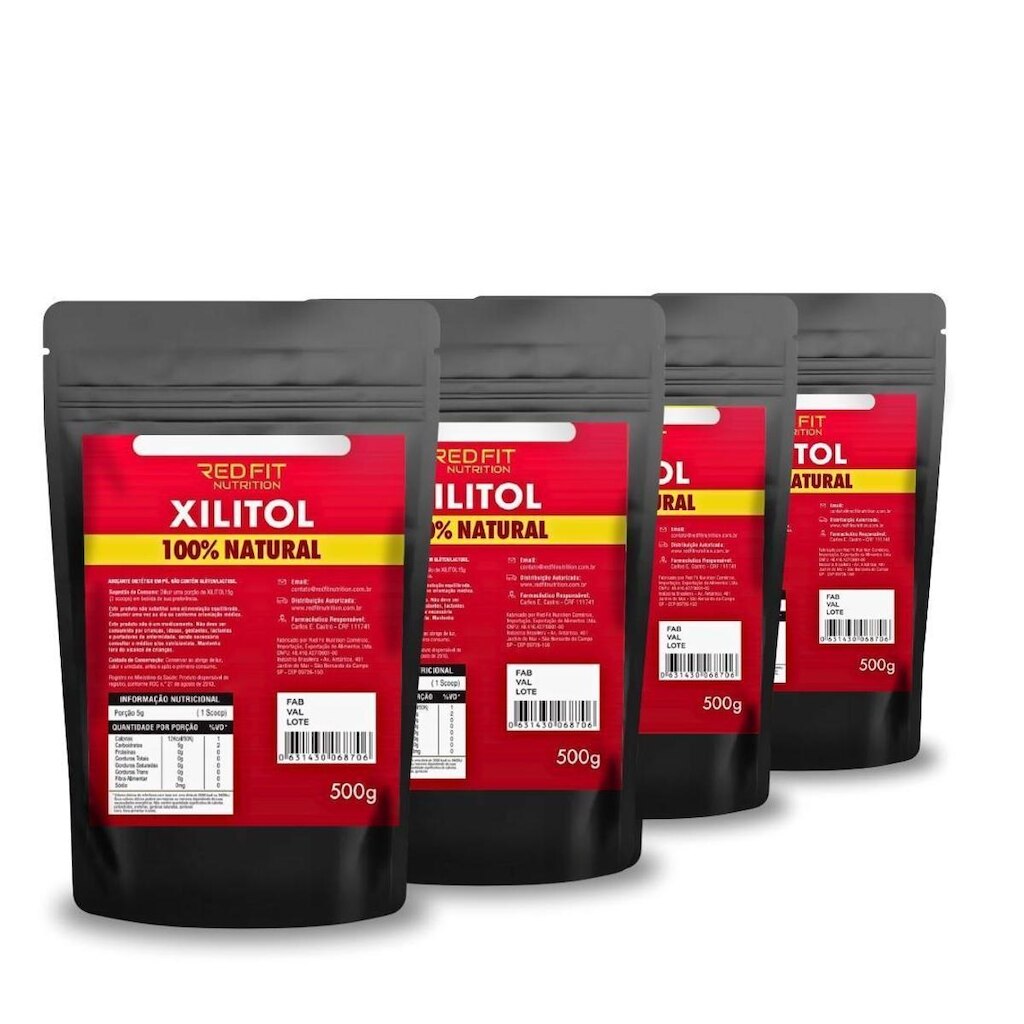 Xilitol 2Kg - 100% Puro Matéria-Prima Importada - Red Fit Nutrition