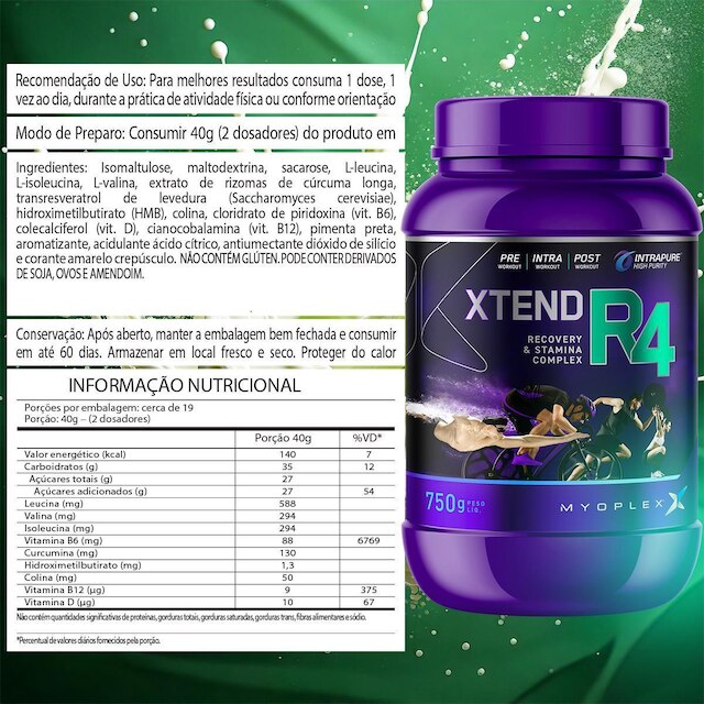 Xtend R4 Recovery Eletrolitico Aminoacidos 750g Myoplex Sabor:Laranja